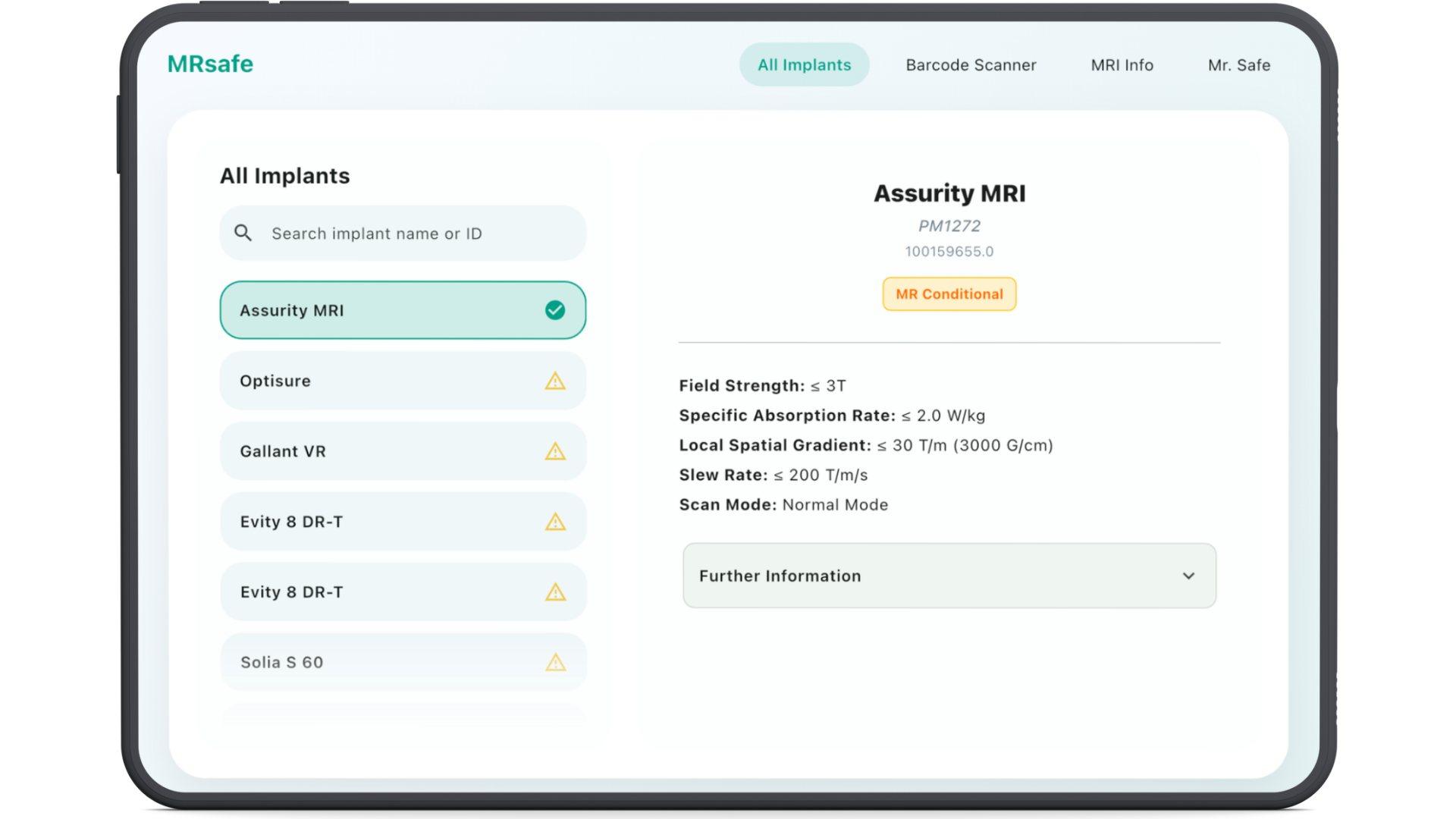 MRsafe app interface